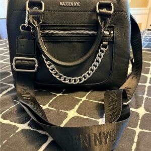 Madden NYC Black Crossbody Bag with Chain Detail